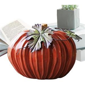 Vriusi Decorazione di zucca in ceramica, scultura di zucca in ceramica, decorazione per la casa di zucca autunnale, zucca in ceramica di Halloween, statuetta decorativa di zucca, decorazione per la