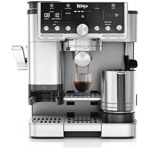 Ninja Luxe Café Pro, Macchina da Caffè in Grani Semi-Automatica, Argento | 3 in 1, Espresso, Caffè Filtro Americano, Cold Brew, Altro, Montalatte, Macinacaffè Incorporato, 5 Opz. Schiuma, ES701EU