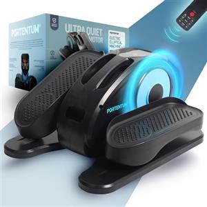 PORTENTUM Mini ellittica da casa elettrica con telecomando, schermo e motore silenzioso - Pedaliera riabilitazione per anziani automatica e manuale con selettore di velocità - compatta da scrivania