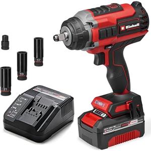 Einhell Professional Avvitatore a percussione IMPAXXO 18/450 (1x4,0Ah) Power X-Change (18 V, 450 Nm, brushless, attacco quadrato esterno, incl. batteria da 4 Ah, caricabatterie, set bussole)