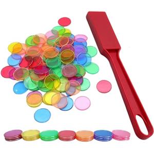 JOZMMZEOOA 101 Set di Chip per Bingo Magnetico, per Bambini, con Chip da Gioco 100 Bingo e 1 Penna Bingo, Chip in plastica da 17 mm, per Pratica Matematica (101)