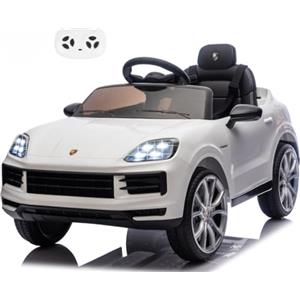 Mondial Toys Porsche Cayenne Macchina Elettrica per Bambini 12V con Telecomando Cintura a 3 Punti Fari a Led Bluetooth Auto Elettrica Full Optional Bianco