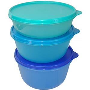 Tupperware, Clarissa Panorama 27537 - Set di contenitori da frigorifero, 2 l blu scuro, 1,5 l blu e 1 l turchese