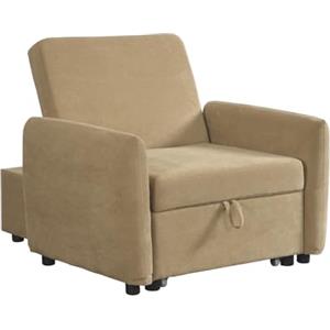 Brigros WeHome - Poltrona Letto Con Braccioli In Tessuto Con Piedini Neri, Poltrona Relax Trasformabile In Chaise Longue E In Letto Singolo, Pouf Poltrona Per Camera Da Letto E B&B (Tessuto, Taupe)