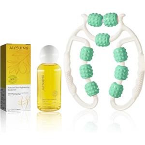 Ourdort Set di massaggiatori anticellulite, rullo per massaggiare la cellulite, con olio per massaggio anticellulite, per la pelle, le gambe, i piedi, il massaggio delle braccia (verde)