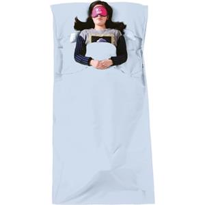TRIWONDER Sacco a Pelo Sacco Lenzuolo Cotone Singolo Matrimoniale Coprimaterasso Estivo Sacco a Letto per Casa Viaggio Hotel Treno (120 x 210 cm, Celeste Chiaro)