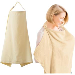 TULEBOLIAN Copri Seno Allattamento,Coperta Allattamento Al Seno Per Bambini, 75 * 95cm,Grembiule Per Allattamento,Coperta Per Allattamento Leggero Traspirante Cotone (Cachi)