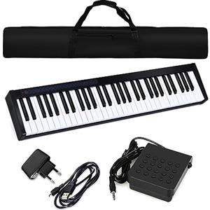 COSTWAY Tastiera Musicale con 61 Tasti, Pianoforte Digitale con Custodia Borsa, 128 Ritmi e Toni, Pianoforte Digitale con Pedale Sustain, MIDI e Bluetooth, per Principianti (Nero)