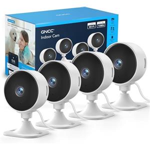 GNCC GC3 Kit 4 Telecamere WiFi Interno, Videocamera Sorveglianza 1080P per Casa/Bambini/Animali, Obiettivo Fisso, Visione Notturna, Audio Bidirezionale, Notifiche APP, Modalità Privacy, 2.4GHz