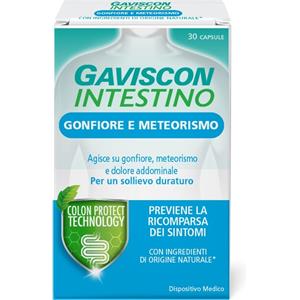 Gaviscon Intestino Gonfiore e Meteorismo - 30 Capsule, Allevia Gonfiore e Meteorismo con Ingredienti Naturali e Tecnologia Colon Protect