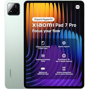 XIAOMI Pad 7 Pro, (Tablet) display da 11.2 pollici, 8+256GB, Verde, batteria da 8850mAh, Ricarica HyperCharge da 67W, HyperAI (Alimentatore non incluso)