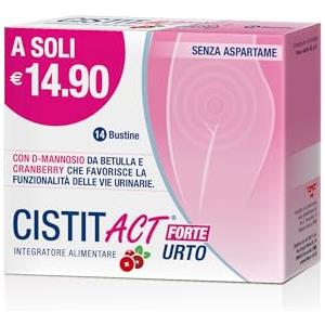 linea ACT Cistit Act Forte Urto, Integratore Alimentare che Favorisce la Funzionalità delle Vie Urinarie, a base di D-Mannosio e Mirtilli Rossi, con Edulcorante, 1 Conƒezione da 14 Bustine