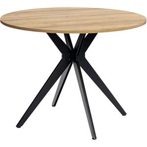 MEUBLE COSY Tavolo da Pranzo Rotondo da Cucina Sala Soggiorno Ufficio, Stile Retro, per 4 Persone, Struttura in Metallo, Rovere + Nero, 100x100x75cm