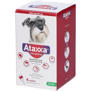 KRKA Ataxxa Spot-On 1250mg/250mg per Cani da 10-25kg - 4 Pipette da 2,5ml