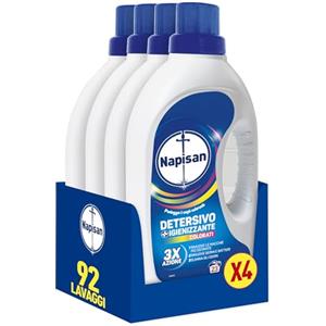 Napisan Detersivo Lavatrice Liquido Igienizzante Capi Colorati, 4 Confezioni da 1.15 l da 23 Lavaggi di Detersivo Lavatrice Liquido