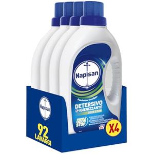 Napisan Detersivo Lavatrice Liquido Igienizzante Odorstop, 4 Confezioni da 1.15 l da 23 Lavaggi di Detersivo Lavatrice Liquido