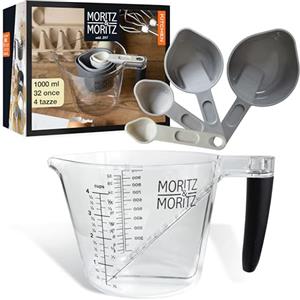 Moritz & Moritz Caraffa Graduata - Misurini 1 l - Misurino Cucina - Contenitori Graduati - Set di misurini a tazza e a cucchiaio lavabili in lavastoviglie - Per cucinare con i bambini