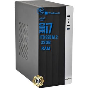 VOKOT Pc Fisso i7 intel core i7-6700 Cpu fino a 4.0ghz, 32gb Ram Ddr4, 1TB Ssd M.2, Wifi Incluso USB, Windows 11 Pro, Office 2019, Computer PC Desktop completo per ufficio,casa pronto all'uso