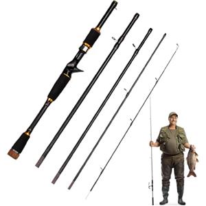 Generico Canna da pesca in fibra di carbonio - Canna da leggera, canna da casting da 2,1 metri | Canna da baitcasting rimovibile, ideale per pesci a bocca di cavallo e avventure di pesca versatili per