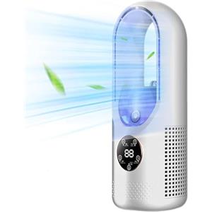 XINYUNXIN Ventilatore USB multifunzione senza pale, ventilatore di raffreddamento a 6 velocità con funzione timer, ventilatore verticale senza pale con display a LED, a basso rumore, portatile (Bianco)