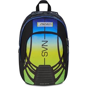 Seven Zaino Scuola Dual Nuanced, Blu Giallo, Doppio Scomparto Da 31 Litri Di Capacità, Con Tasca Per PC, Tasca Per Borraccia e Tasca Con Organizer, Scuole Medie e Superiori, Per Ragazzo