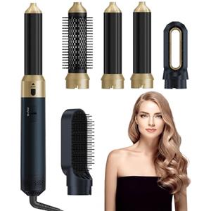 Journeyside Spazzola ad Aria Calda per Capelli 5 in 1, 1000 W Airstyler Asciugacapelli Multifunzione per Styling, 3 Temperature Regolabili, Spazzola ad Aria per Asciugare, Volumizzare, Lisciare,Blu