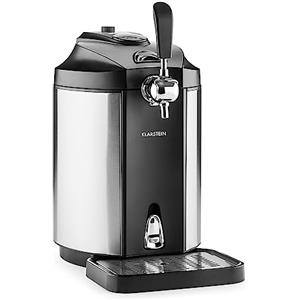 Klarstein Skal - Spillatore Birra, Spillatrice, Spillatore Birra da Casa 5 Litri, 3 x Cartuccia a Pressione CO² e Adattatore, Display LED, Silenzioso, 2-12 °C, Vassoio Gocce, Acciaio Inox, Argento