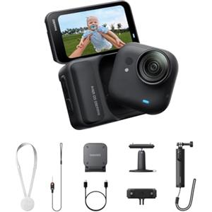 Insta360 GO Ultra Pack Creator Nero Notte- action cam mini 4K a mani libere, indossabile, superba in bassa luce, montala ovunque, stabilizzazione FlowState, 200 min di carica,bici e corsa