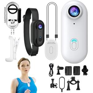 Quzente BodyCam indossabile con clip girevole a 360°, 1080p, mini telecamere, portatile, impermeabile, facile da usare per avventure, viaggi, passeggiate con animali domestici
