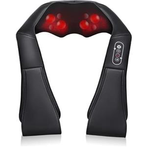 MC EVOLUTION Massaggiatore per Collo Schiena e Spalle Shiatsu con 8 Testine a 3 Velocità - Con Sistema Riscaldante per un Confort Ottimale - Cuscino Massaggiante Cervicale