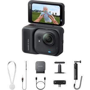Insta360 GO Ultra Pack Creator Nero Notte- action cam mini 4K a mani libere, indossabile, superba in bassa luce, montala ovunque, stabilizzazione FlowState, 200 min di carica,bici e corsa