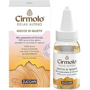 Zuccari Gocce di Quiete Cirmolo Relax Alpino, 10ml, Olio Essenziale di Cirmolo Puro e Bio-Attivo per Aromaterapia e Uso Alimentare, Azione Rilassante, Purificante e Balsamica