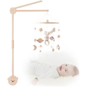 Aurinovellia Supporto Giostrina Lettino a Forma di Orso in Legno, Supporto Mobile Giostrina Culla Neonato Accessori letto per Bambini per Appendere Campanelli Eolici Giocattoli per Lettino