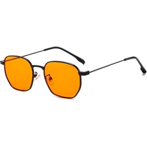 YAMEIZE Occhiali da Sole da Donna Uomo Quadrati Vintage Retrò Moda Montatura Esagonale Rotondo in Metallo UV400