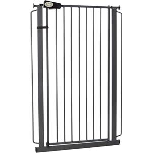 Bettacare Cancelletto per bambini e animali domestici, stretto, 68,5 cm - 75 cm, grigio ardesia, cancello extra alto 104 cm di altezza, stretto montaggio a pressione, cancello per scale, cancello per