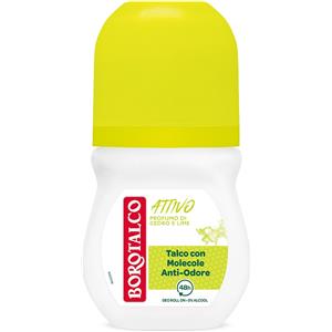 Borotalco Deodorante Roll-On Attivo Cedro e Lime 50ml - Formula 0% Alcool con Talco e Molecole Anti-Odore, Efficacia Fresca 48h