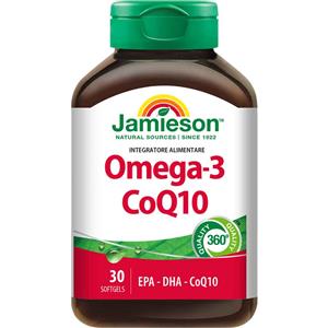 Jamieson Omega-3 CoQ10 30 Softgel - Integratore con Omega-3 e Coenzima Q10 per il Cuore