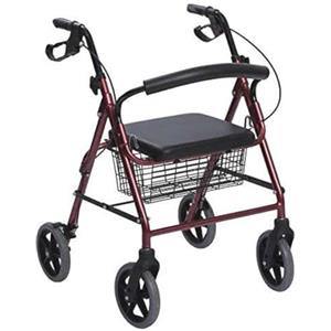 AnteaMED Rollator in Alluminio Pieghevole Rosso - Deambulatore per Anziani con 4 ruote, sedile e freni