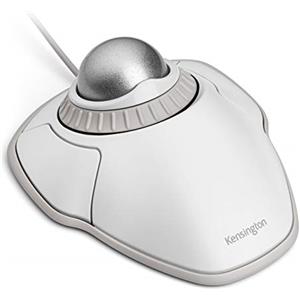 Kensington Mouse Trackball Orbit con cavo per PC, Mac e Windows, Rotella di Scorrimento, Design Ambidestro, Tracciamento Ottico, sfera da 40 mm, Bianco/Argento (K72500WW)