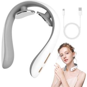 Zinueen Massaggiatore Cervicale Elettrico Riscaldante, Massaggiatore Elettrico con Calore Neck Massager, 5 Modalità di Impulso e 16 Intensità, per Alleviare il Dolore