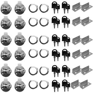 Evotrade - 12x Serratura a Cilindro in Zama e Acciaio per Ante, Cassetti e Armadietti Serratura di Sicurezza per Mobili da Ufficio e Casa Kit con 24 Chiavi a Snodo - Corpo 20 mm Ø 16,5 mm