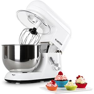 KLARSTEIN Bella Bianca - Impastatrice, Planetaria, Mixer da Cucina, 2000 W, 5,2 L, Sistema Planetario, 6 Velocità, Terrina in Acciaio, Ganci in Pressofusione, Braccio Multifunzionale, Bianco