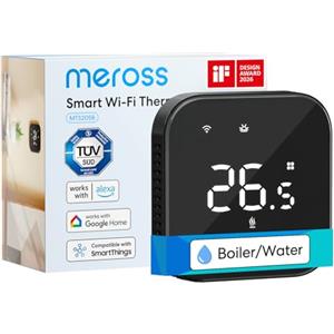 Meross Termostato WiFi Termostato Caldaia Smart Cronotermostato da Parete Intelligente, Termostato per Ambiente Riscaldamento e Raffreddamento per Controllo Vocale Alexa e Google, Nero
