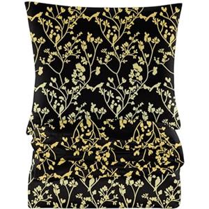 Cotton Market Completo Lenzuola Matrimoniali Cotone - 200x200 cm - Copripiumino Matrimoniale Set con Cuscino 70x80cm - Biancheria da Letto a Fantasi - Fiori, Nero e Oro