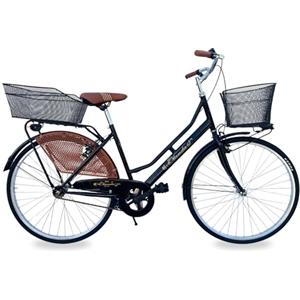 MADICKS Bicicletta Donna da Passeggio Olanda Misura 26 Bici da città Vintage retrò con Cestino Nero (Cestino in Ferro Anteriore e Posteriore)