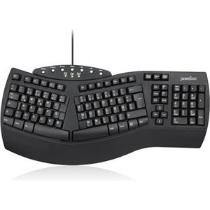Perixx PERIBOARD-512 Tastiera ergonomica - Tastiera condivisa - USB - Consigliato per braccia da tennis -QWERTZ Disposizione tedesca - Nero