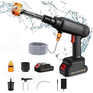 Eznaobo Rondella ad alta pressione, max. 60 bar, idropulitrice portatile portatile ad alta pressione, ugello 6 in 1, pulitrice a batteria per auto, terrazza, finestra, prato (1 batteria)
