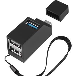 HATMINI Hub USB a 3 porte, adattatore di espansione USB maschio a femmina 2 pezzi splitter da 90 gradi 1 porta USB 3.0 e 2 porte USB 2.0 Dati per il collegamento di disco rigido (USB C)