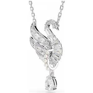 Swarovski Pendente Cigno Bianco Placcato Rodio con Zirconia Trasparenti