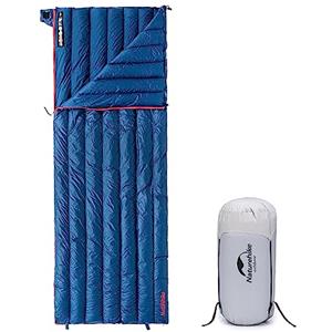 Naturehike Sacco a Pelo a Busta Ultra Leggero per 3-4 Stagioni, Impermeabile, per Campeggio, Escursionismo, Alpinismo, 280g di Piuma d'Oca (M, Blu)